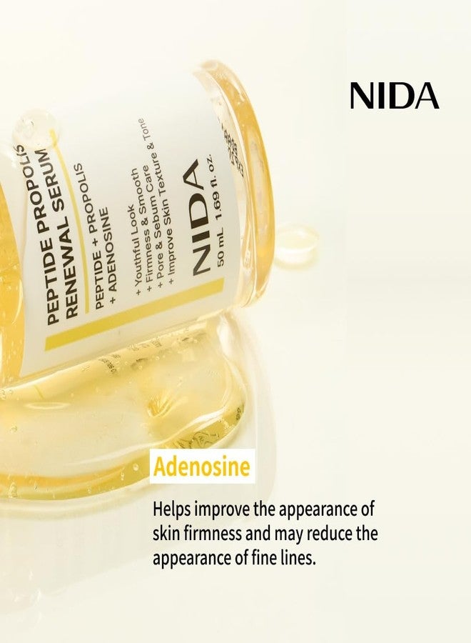 NIDA Peptide Propolis Renewal Serum | Peptide Complex, Propolis Extract, Adenosine | Youthful Look, Wrinkles, Fine Lines, Pore & Sebum Care | 1.69 fl.oz., 50ml (Updated) - Image 5
